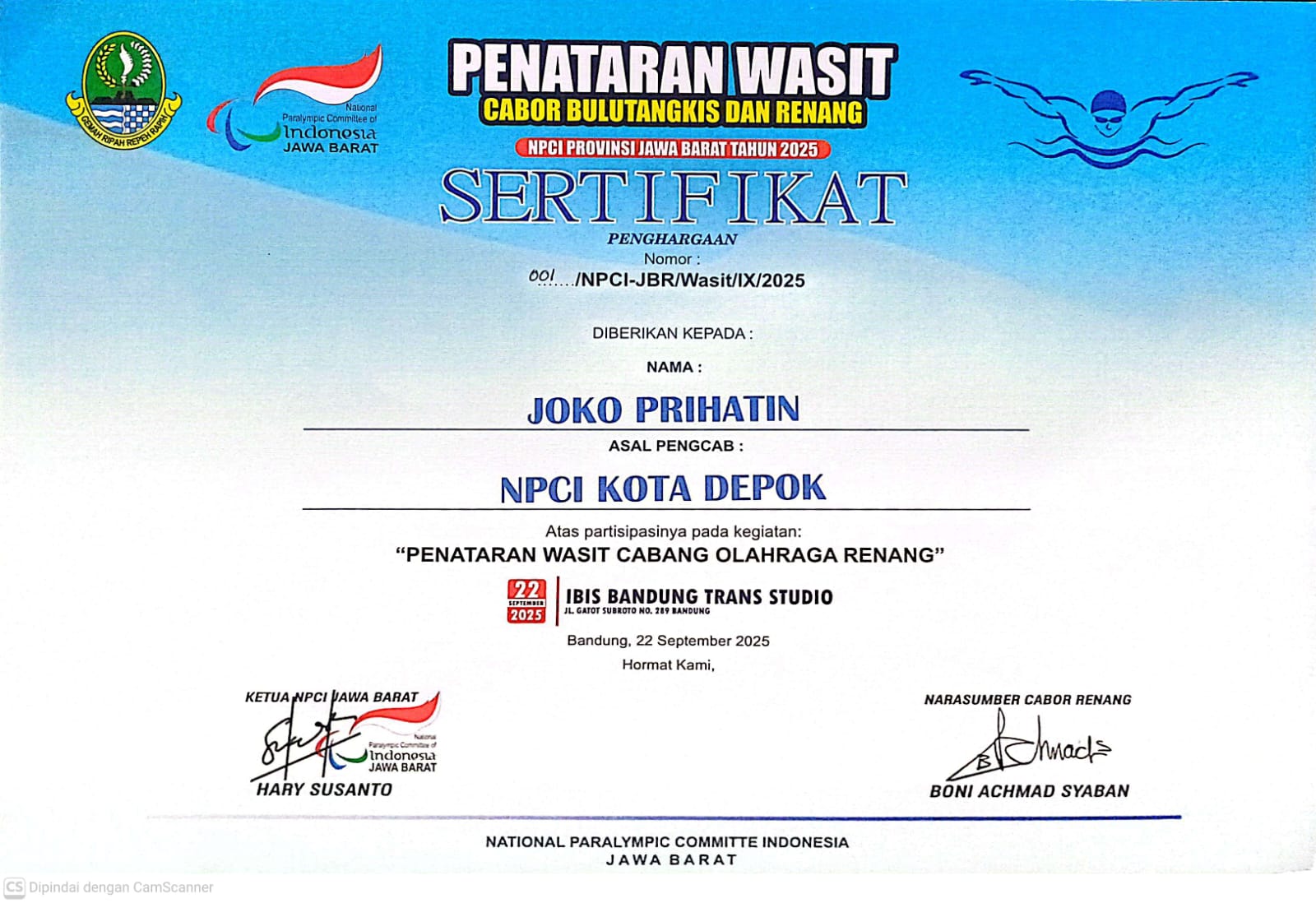 Sertifikat Pelatih Resmi 03
